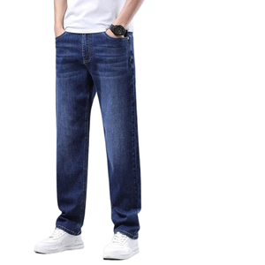 Wholesale Men Baggy Jeans Blue Black Mid Waist <b>Loose</b> Fit Wide Leg Straight Leg Denim Pants Casual Streetwear Vintage Jeans - Product Image 4