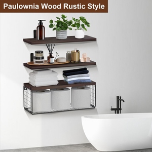 2-in-1 galleggianti a parete cestello di stoccaggio scaffali in legno per bagno camera da letto soggiorno cucina ufficio decorazione della parete piante - Product Image 6