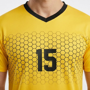 ชุดเสื้อฟุตบอลคอวีสีเหลืองสำหรับผู้ชาย แขนสั้น พิมพ์ลายหมายเลขทีม 15 ระบายเหงื่อได้ดี ใส่ได้ทุกฤดู ชุดยูนิฟอร์มสำหรับผู้ใหญ่ - Product Image 5