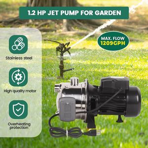 ปั๊มน้ำบาดาล 1.2 แรงม้า 115V 1209 แกลลอนต่อชั่วโมง ปั๊มสแตนเลสสำหรับถ่ายโอนน้ำ ระยะส่งสูงสุด 147 ฟุต แบบพกพา ใช้สำหรับรดน้ำสวน - Product Image 3