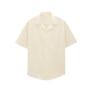 Camisas con cuello cubano de algodón y mezcla para hombre, camisas con cuello cubano de algodón de manga corta personalizadas con estilo - Product Image 3