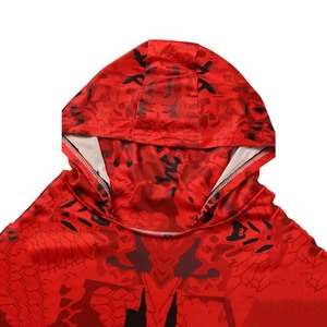 Camisa de Pesca con Capucha para Hombre, Roja, con Estampado por Sublimación, Protección Solar UPF 50, Anti-UV, Ropa de Exterior de Poliéster - Product Image 4