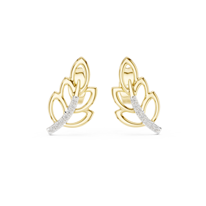 Juego de Anillos con Diamantes Cultivados en Laboratorio ETHEREAL LEAF ARC, Engastados en Oro Amarillo de 18 Quilates, para Compromiso, Boda, San Valentín, Uso Diario para Mujer - Product Image 1