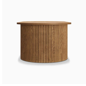 Nordic Modern Solid Wood <b>Coffee</b> <b>Table</b> <b>Oval</b> Center <b>Table</b> with Fluted Legs Open Shelf for Living Room - Product Image 3