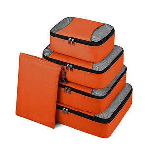 Orange Nylon Packing Cubes Set 4-Piece Luggage Organizers Travel Storage Bags Convenient Compression <b>Suitcase</b> <b>Accessories</b> - Product Image 1