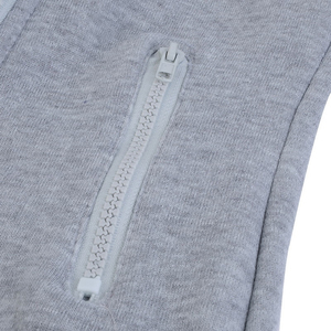 Sweat-shirt à capuche gris pour femme, design asymétrique avec fermeture éclair, mélange de coton respirant, tricoté, vêtement d'automne, coupe classique - Product Image 4