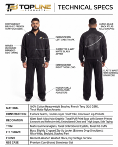 Chándal de Forro Polar Negro para Hombre Topline con Logotipo Bordado, Cuello con Cierre de Cremallera, Peso de la Tela 380g - Ropa Casual de Otoño - Product Image 5