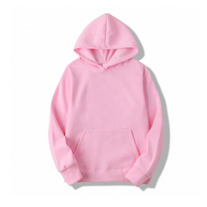 <b>Pink</b> Unisex Hooded Sweatshirt Regular Fit Solid Color Casual French Terry Knitted Pullover Front Pocket Winter 100% Cotton - Product Image 1