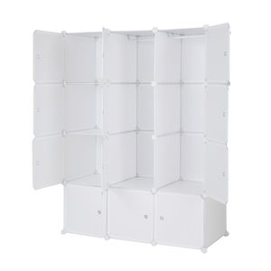 Organizzatore a 12 Cubi, Scaffali Impilabili in Plastica, Armadio Modulare Multifunzionale con Asta Appendiabiti, Bianco - Guardaroba Portatile - Product Image 5