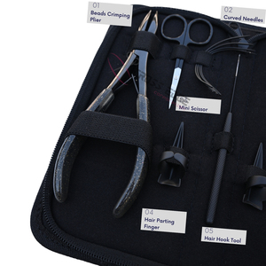 Nuevo Set de Herramientas para Extensiones de Cabello de Salón: Alicates Planos de 7 Pulgadas, Gancho para Cabello, Set de Dedos Separadores, Agujas Curvas y Peine de Cola - Product Image 3