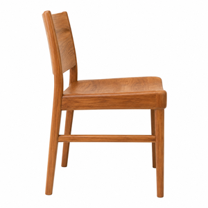 Chaise de salle à manger contemporaine en teck massif, écologique, avec assise sculptée et dossier ergonomique incurvé pour mobilier de maison et appartement - Product Image 2