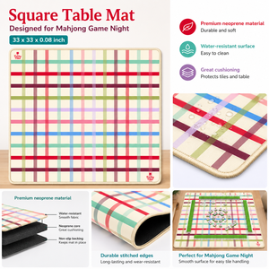 Tapis de Mahjong Original Lucky Tiles à Motif Écossais 33'' en Néoprène Premium Antidérapant Résistant à l'Eau Pliable et Moderne pour Mahjong Américain Personnalisé - Product Image 6