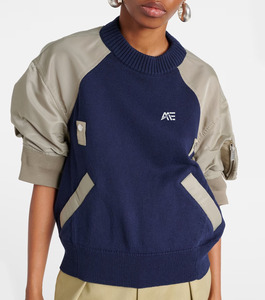 Pull bomber hybride en maille surdimensionné pour femme, style streetwear premium, sweat à capuche pour femme - Product Image 1
