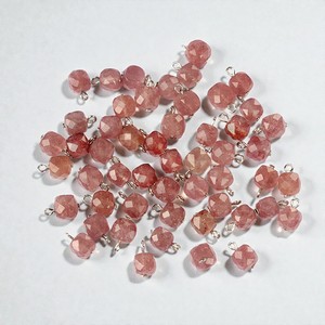 925 Sterling Silver Strawberry <b>Quartz</b> Cube Pendant – Faceted Pink <b>Crystal</b> Charm Minimalist Birthstone Charm DIY Jewelry Making - Product Image 1