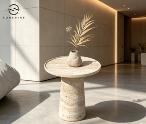 Modern Round Marble Accent <b>Table</b> for Minimalist Hotel and Contemporary Home Interiors - Product Image 1