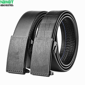 Cinturón Automático de Cuero Vacuno Genuino para Hombre, Hebilla de Acero con Patrón Geométrico, Estilo Formal, Moldeado en una Sola Pieza, Duradero, 3.3 cm de Ancho - Product Image 6