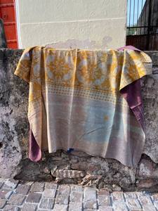 Vintage Floral Block Printed Cotton Kantha Reversible Quilt Handmade Soft Cotton <b>Bed</b> <b>Cover</b> Blanket - Product Image 2