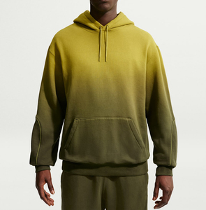 Men's Dark Green Hooded <b>Sweatshirt</b> Regular Fit French Terry Casual Autumn Wear - Product Image 2