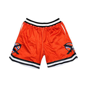 Shorts de basketball orange pour hommes avec logo frontal, taille mi-haute, cordon de serrage, élastique, maille respirante, décontracté - Product Image 6