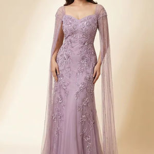 Vestido de Noche Formal de Lujo con Lentejuelas y Cuentas, Diseño Estrella, Cuello Alto, Manga Casquillo, Malla Transparente y Bordado, Pedido al por Mayor 2026 - Product Image 1