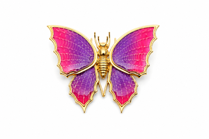 Broche de Mariposa Chapado en Oro con Alas de Esmalte Rosa y Morado, Pin de Moda Unisex, Joyería, Regalo - Product Image 2