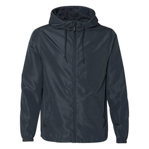 Veste coupe-vent à capuche pour homme, marine, décontractée, respirante, en polyester, vêtement d'extérieur pour le printemps, couleur unie, fermeture éclair sur le devant - Product Image 4