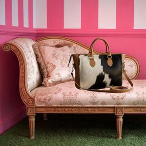 Sac fourre-tout personnalisé en cuir véritable avec fermeture éclair et broderie, style vintage pour femmes, fabrication OEM LHTB-0003 - Product Image 1