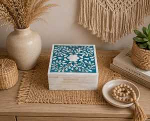 Boîte de rangement de bijoux en mosaïque de perles de luxe, organisateur élégant fait à la main pour bagues, boucles d'oreilles, bracelets, accessoires et cadeaux - Product Image 3