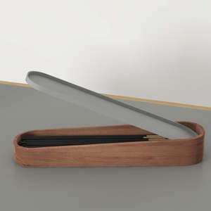 Porta Incienso de Madera con Tapa Gris para Incienso en Barra, Uso en Aromaterapia, Material de Bambú para Todas las Estaciones - Product Image 1
