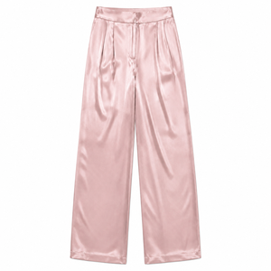 Pantalon large en toile taille haute pour femme, coupe droite, fermeture éclair, élégant et discret, idéal pour le bureau, les soirées et les occasions spéciales. - Product Image 3