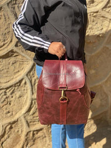 New Style Vintage Look Brown Crunch Leather Backpack Travel Backpack <b>Office</b> Leather Large Capacity Travel <b>Bag</b> <b>for</b> <b>Men</b> and Women - Product Image 2