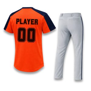 Conjunto de Uniforme de Béisbol Personalizado al por Mayor para Hombre, Naranja y Azul Marino, Manga Corta, Logotipo Bordado, Corte Regular, Poliéster, para Todas las Temporadas - Product Image 2