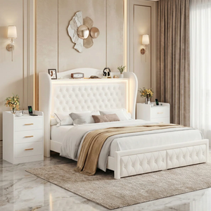 Vietnam Modern Manufactured Wood Home Furniture BEDROOM SET MD02 White OEM <b>Queen</b> <b>Size</b> Bedroom Furniture - Product Image 1