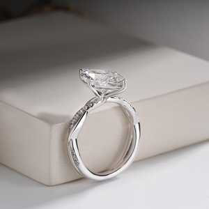 Anillo Moderno de Plata de Ley 925 con Moissanita de 3CT Corte Marquesa y Banda de Cuerda, Regalo Original para Cumpleaños y Fiestas para Novias - Product Image 6