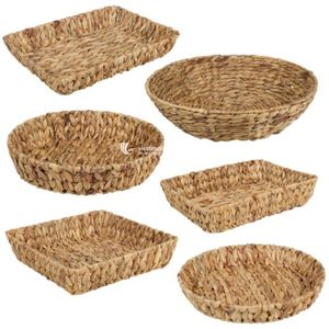 Ensemble de 3 plateaux de service et de rangement en jacinthe d'eau, plateau tissé en jacinthe d'eau polyvalent pour la décoration de la maison, artisanat vietnamien - Product Image 3