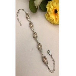 Glamorous Premium Quality Brass <b>Charm</b> <b>Bracelet</b> with <b>Silver</b> Plating Trendy Design for Party Wedding Events Wear for Women Girls - Product Image 2