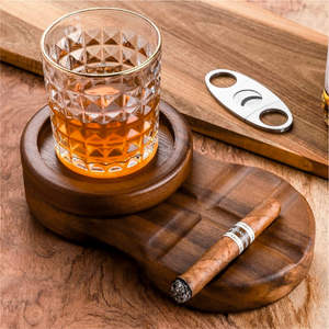 Cendrier artisanal en bois naturel coupe-vent, sans fumée, avec couvercle doré – Cadeau pour homme, accessoire de fumée zen pour patio et bar - Product Image 2