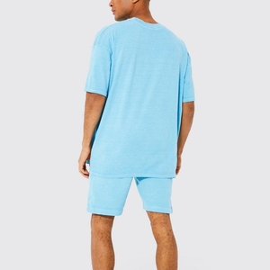 Ensemble court pour homme grande taille, personnalisé avec logo, en coton et polyester respirant, vente en gros - Product Image 2