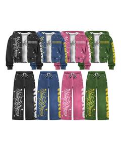 Multi Color Dreams Rhinestone Cropped <b>Zip</b> Hoodie Jogger Set| Oversized Streetwear Matching Set OEM Private Label Manufacturer - Product Image 1