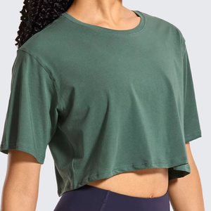 Compre Ahora Camiseta Deportiva Corta para Mujer, Tela Elástica Suave al Tacto, Top para Fitness, Yoga y Running, Logotipo Personalizado OEM, Venta al Por Mayor - Product Image 3