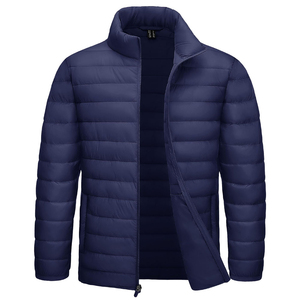 Men's <b>White</b> Hooded Stand Collar Puffer <b>Jacket</b> Zipper Closure <b>Waterproof</b> Windproof Reversible Casual Winter Slim Fit Polyester - Product Image 1