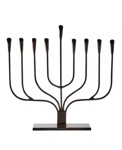 Unique Metal 10 Arms Menorah Candle Holder Stylish <b>Candelabra</b> Decorative Table Centerpiece Accent - Product Image 2