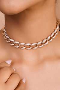 Luxury Cuban Curb Link Chain <b>Statement</b> <b>Necklace</b> Pave Set Modern Round Lab Grown Diamond 15In Length 14k 18k Solid Gold Wholesale - Product Image 4