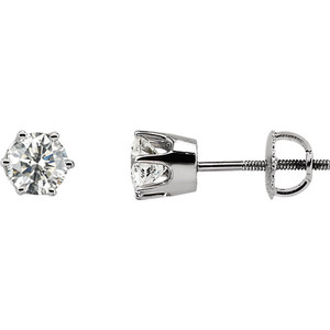 Pendientes de Diamantes Cultivados en Laboratorio con Corte Redondo Clásico Martini de Tres Puntas en Oro de 18K - Product Image 2