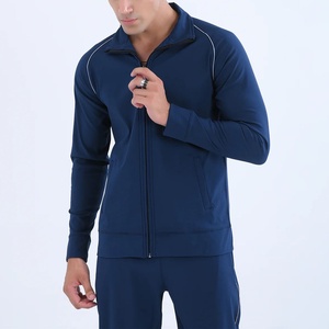 Chaqueta Deportiva Azul Marino para Hombre con Cierre Completo y Bolsillos Laterales, Diseño Deportivo de Secado Rápido, Corte Regular, Ropa de Otoño, Fabricante al por Mayor - Product Image 4