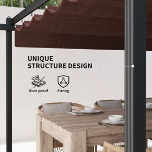 Pergola Retrattile Moderna in Alluminio 13FT X 13FT, Tettoia per Esterni per Cortile, Giardino, Patio, Terrazza, con Palo in Metallo Marrone - Product Image 5