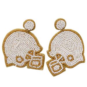 Pendientes Colgantes Hechos a Mano con Cuentas Plateadas en Forma de Flor para Mujer, Estilo Diario para Aficionadas al Deporte, Joyería para Días de Partido y Moda para Tailgating - Product Image 3