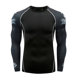 Custom Print Yoga Long Sleeves Men's Compression Shirts Wholesale Quick Dry Compression Gym Clothing - Product Image 4