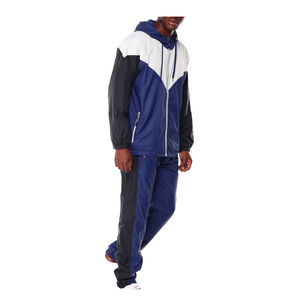 Polyester Casual <b>Wind</b> <b>Breaker</b> Zip Hooded Windbreaker Set Men Windbreaker Tracksuit Set - Product Image 3