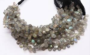 Cuentas facetadas de labradorita natural AAA en forma de pera de 4x6 mm, cuentas de piedras preciosas de labradorita, hilo de cuentas de labradorita azul brillante de 7.5 pulgadas - Product Image 5